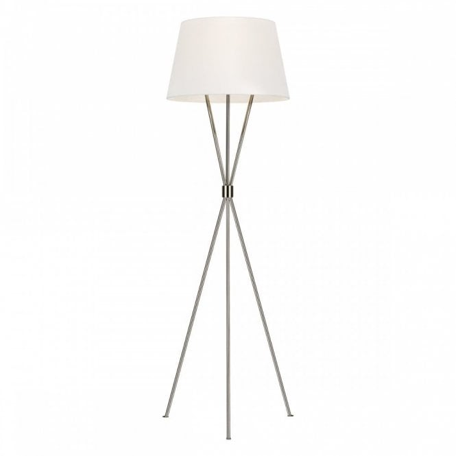 PENNY Floor Lamp Polished Nickel, Mid-century inspired tripod base