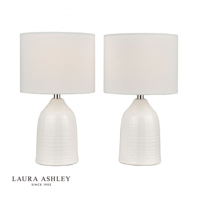 Penny Table Lamp - Cream Ceramic with Ivory Shade (Twin Pack)
