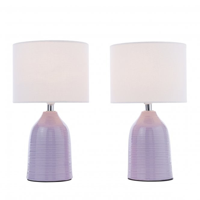Penny Table Lamp - Purple Ceramic with Ivory Linen Shade (Twin Pack)