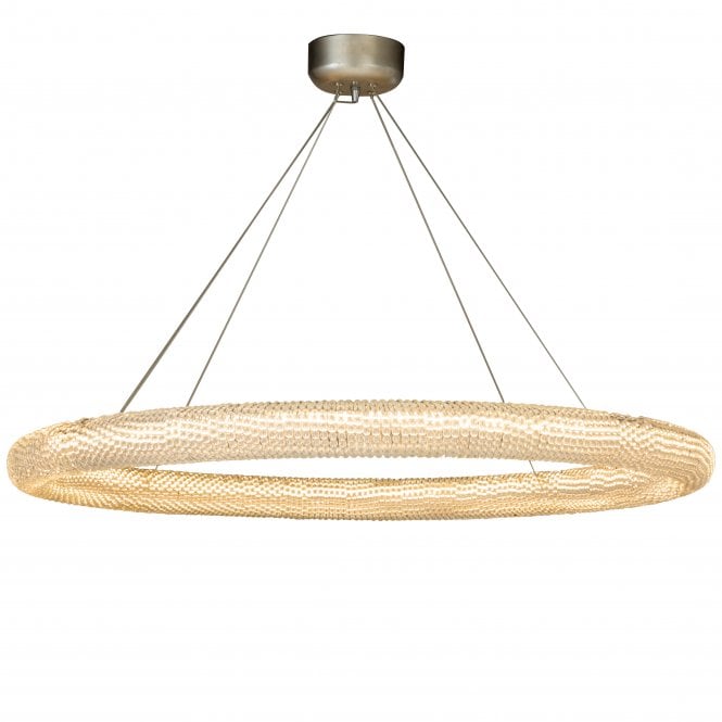 PERPETUITY Ceiling Pendant Light Silver finish Crystal Beaded Circular Large