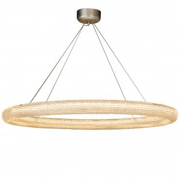 PERPETUITY Ceiling Pendant Light Silver finish Crystal Beaded Circular Large