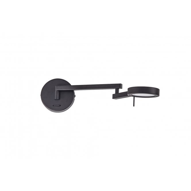 PERUSE Swing Arm LED Wall Light With A Sand Black Finish