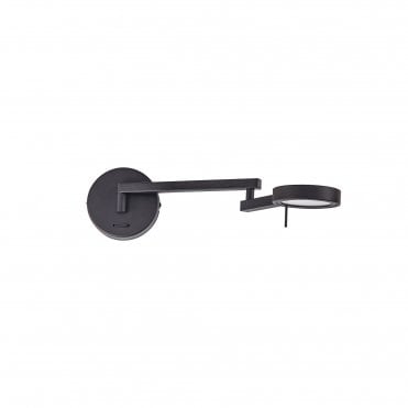 PERUSE Swing Arm LED Wall Light With A Sand Black Finish