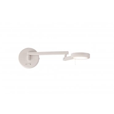 PERUSE Swing Arm LED Wall Light With A Sand White Finish