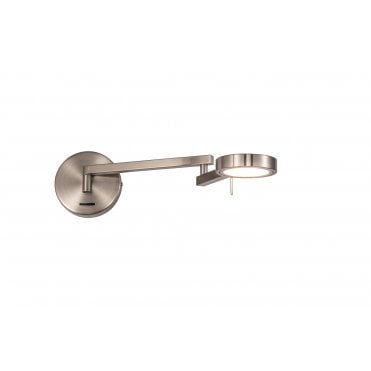 PERUSE Swing Arm LED Wall Light With A Satin Nickel Finish