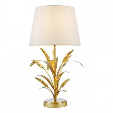 Phaedra Gold Table Lamp with Natural Linen Shade by The Lighting Book