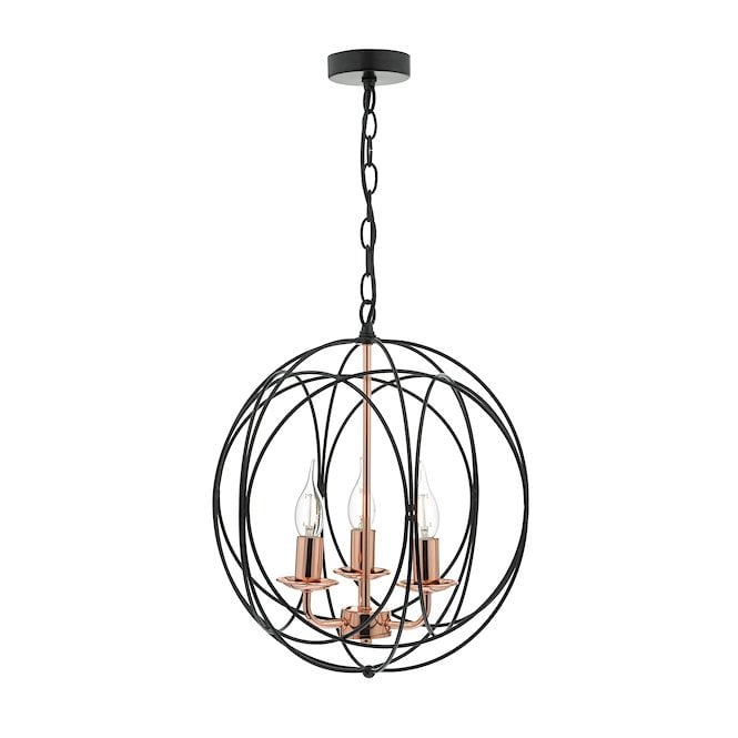 PHOENIX - 3 Light Black and Copper Ceiling Pendant