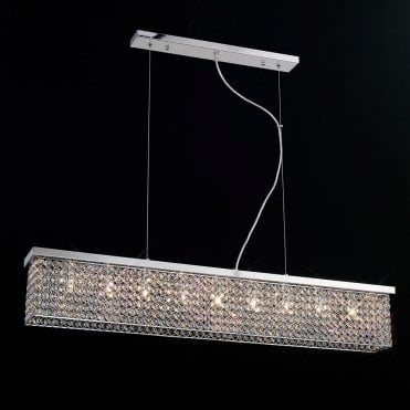 PIAZZA Rectangular Flush Ceiling Light/Ceiling Pendant Chrome and Crystal
