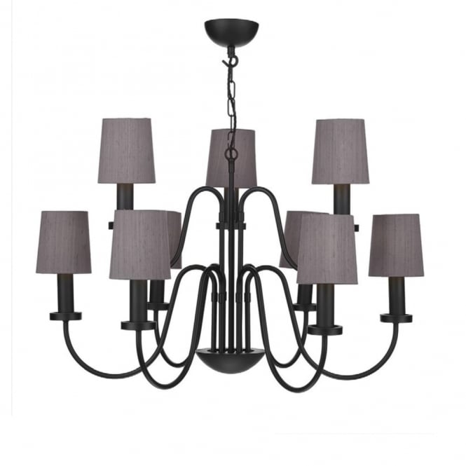 PIGALLE - 9 Light Chandelier Black With Black Shades