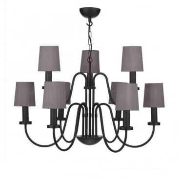 PIGALLE - 9 Light Chandelier Black With Black Shades