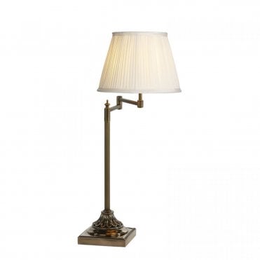 PIMLICO Table Lamp in Antique Brass with Swivel Arm - Right Sided
