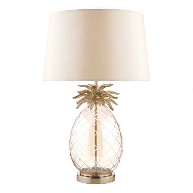 Pineapple Table Lamp Champagne Glass with Taupe Shade - Large