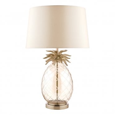 Table Lamp in Champagne Glass with Taupe Shade