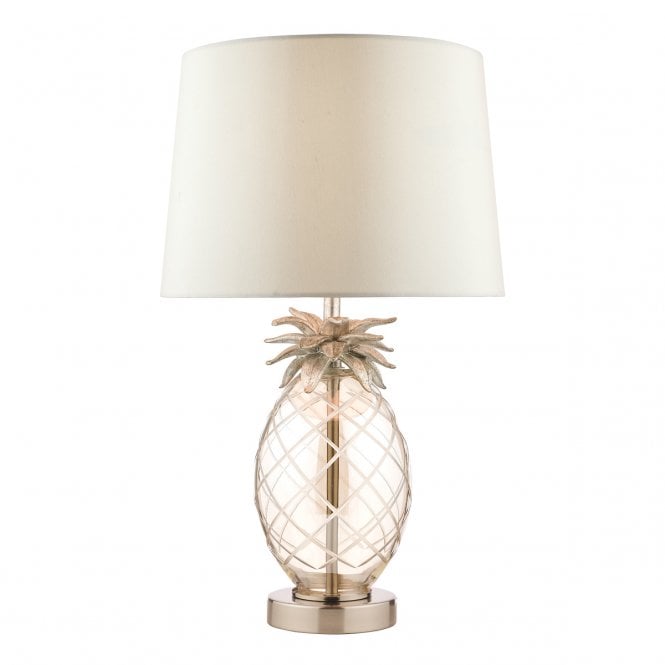 Pineapple Table Lamp Champagne Glass with Taupe Shade - Small