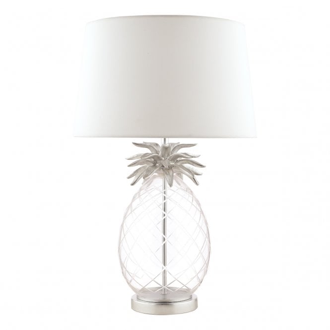 Pineapple Table Lamp Clear Glass with Ivory Shade