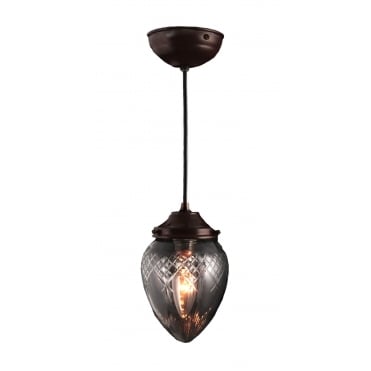 PINESTAR Small Clear Glass Victorian or Edwardian Ceiling Pendant Antique Bronze