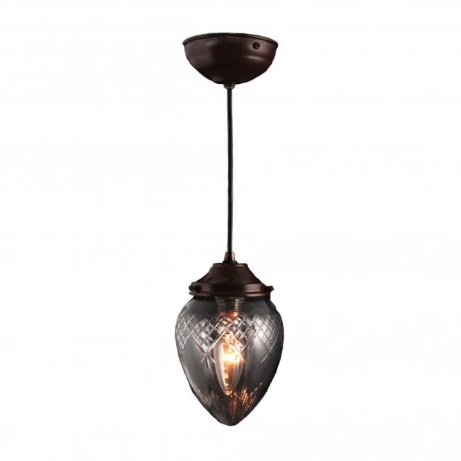 PINESTAR Small Clear Glass Victorian or Edwardian Ceiling Pendant Antique Bronze