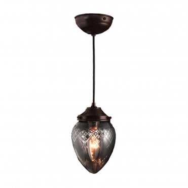 PINESTAR Small Clear Glass Victorian or Edwardian Ceiling Pendant Antique Bronze