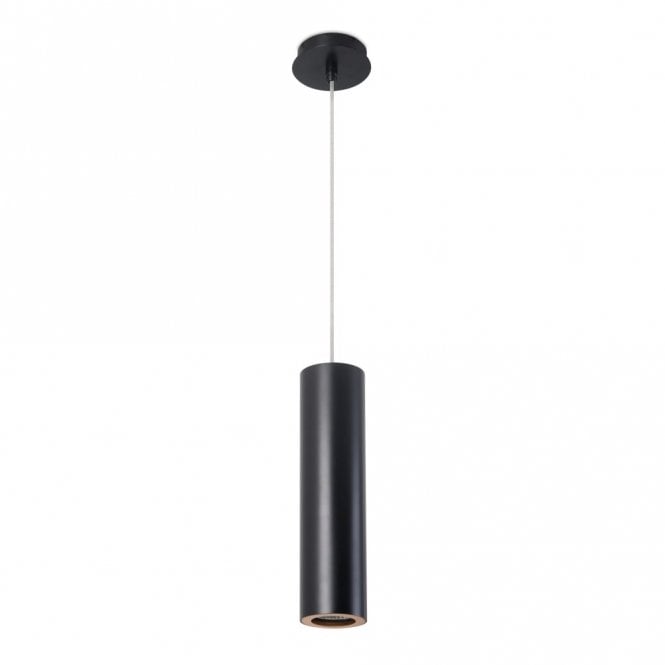 PIPE - 1 X GU10 Max 50W Matte Black Golden Ceiling Pendant