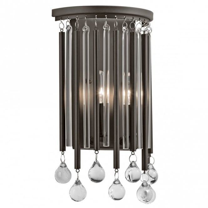 PIPER 2 Light Wall Light Espresso with Crystal Decoration