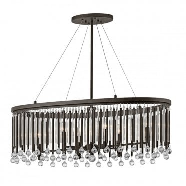 PIPER Espresso Island Chandelier Crystal Drops