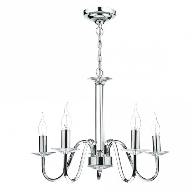 PIQUE - 5 Light Ceiling Pendant Polished Chrome Clear Crystal Ceiling Pendant