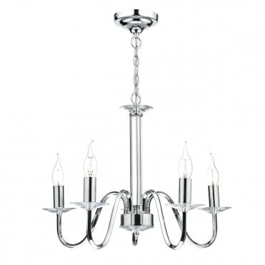 PIQUE - 5 Light Ceiling Pendant Polished Chrome Clear Crystal Ceiling Pendant