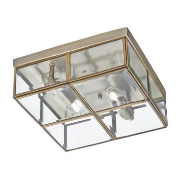 PISA 2Lt FLUSH ANTIQUE BRASS WITH BEVELLED GLASS