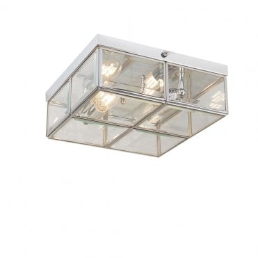 PISA FLUSH 2 LIGHT CHROME CLEAR GLASS BOX