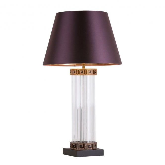 Plato Table Lamp In Ribbed Glass and Black/Gold - Base Only