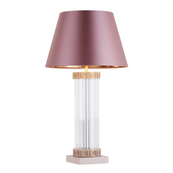 Plato Table Lamp In Ribbed Glass and Cream/Gold - Base Only