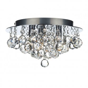 PLUTO - Chrome Crystal Chandelier For Low Ceilings