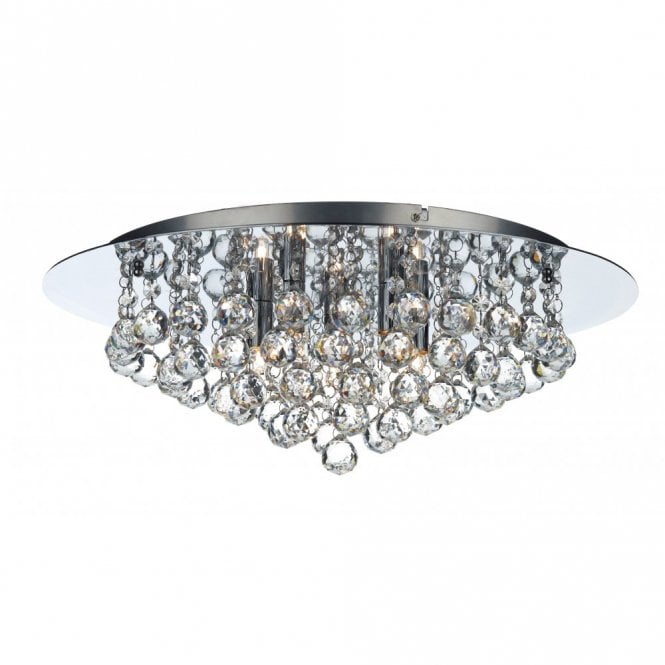 PLUTO - Large Chrome Crystal Chandelier For Low Ceilings