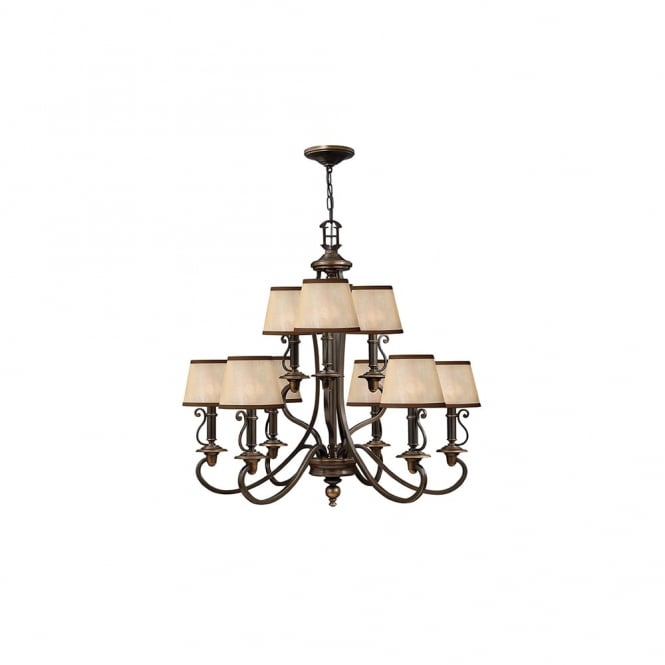PLYMOUTH - 9 Light Old Bronze Chandelier With Shades