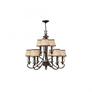 PLYMOUTH - 9 Light Old Bronze Chandelier With Shades
