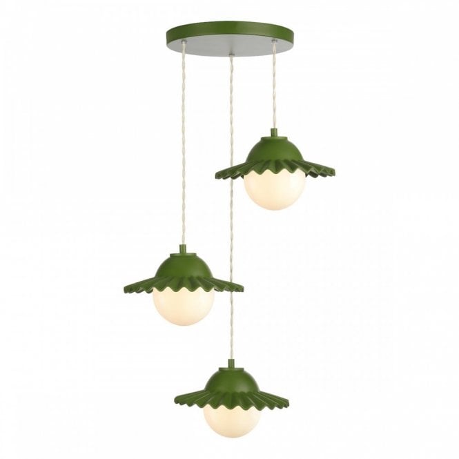 POP 3 LIGHT PENDANT JUNIPER GREEN with CREAM cable