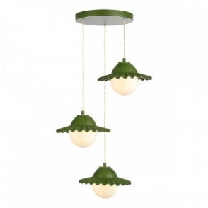POP 3 LIGHT PENDANT JUNIPER GREEN with CREAM cable