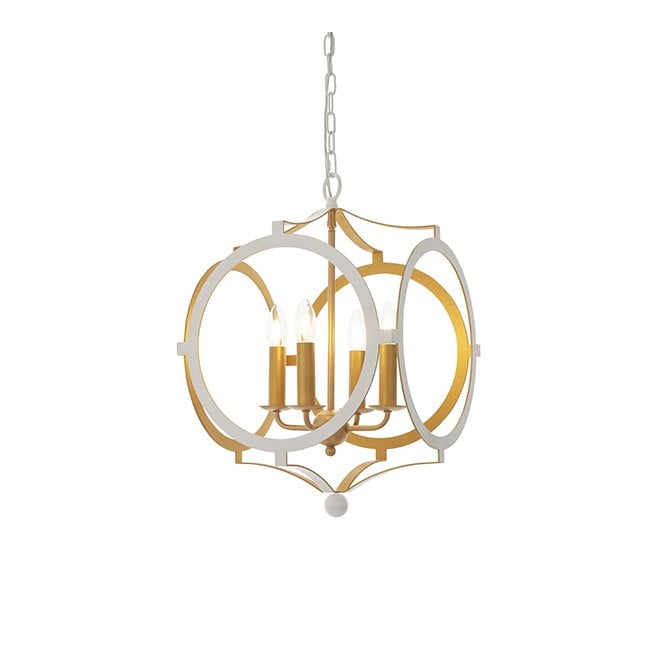 PORTHOLE White And Gold Circular Frame Pendant