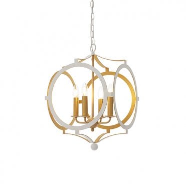White And Gold Circular Frame Pendant