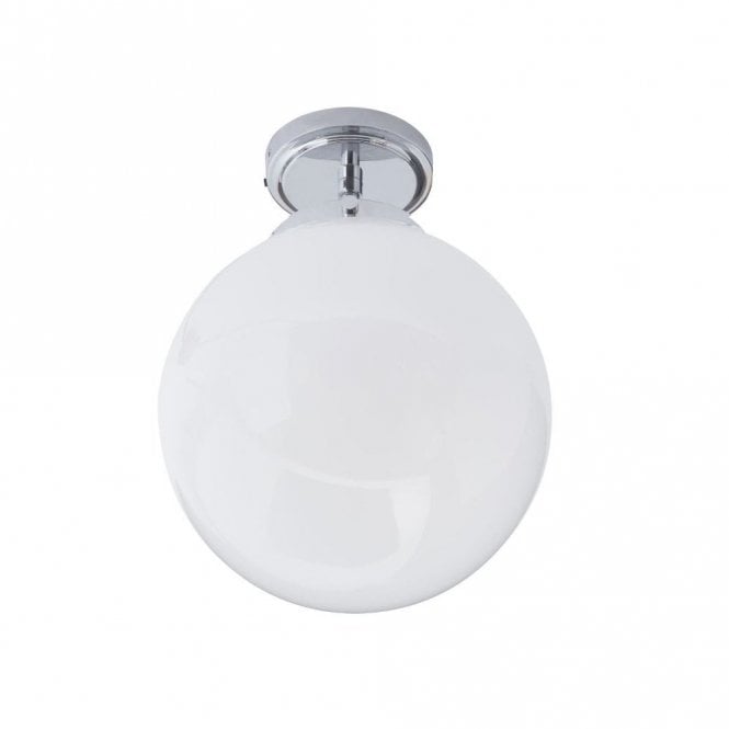 PORTO Bathroom Flush Fitting Chrome Opal Globe Glass Shade