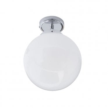 PORTO Bathroom Flush Fitting Chrome Opal Globe Glass Shade
