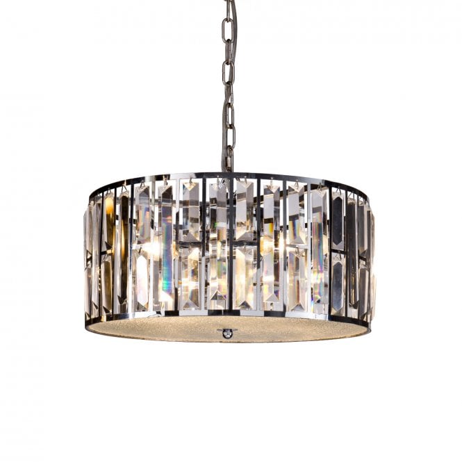 POWELL Ceiling Pendant 4 Light Polished Chrome Drum Pendant S