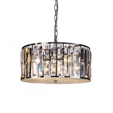 POWELL Ceiling Pendant 4 Light Polished Chrome Drum Pendant S