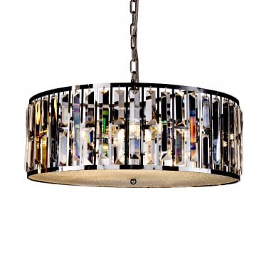 POWELL Ceiling Pendant 6 Light Polished Chrome Drum Pendant L