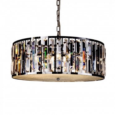 POWELL Ceiling Pendant 6 Light Polished Chrome Drum Pendant L