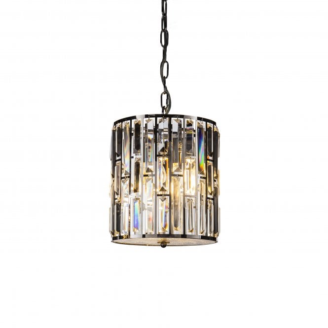 POWELL Pendant 3 Light Polished Chrome Cylinder Pendant Light S
