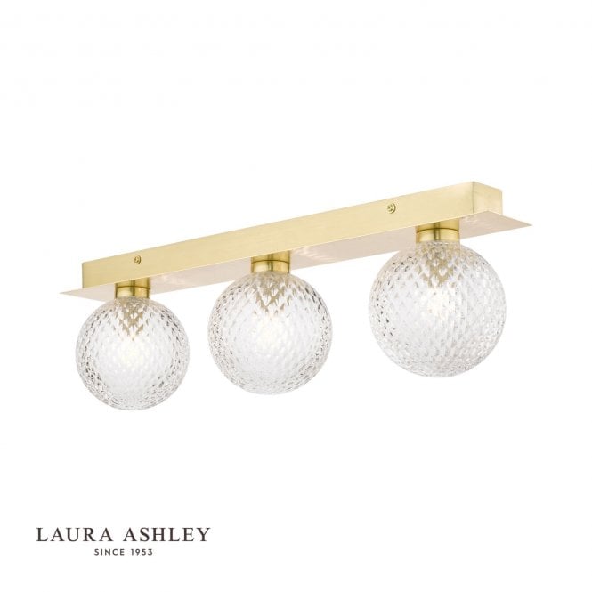 PRAGUE 3 Light Bathroom Ceiling Glass Globe in Light Satin Brass 
