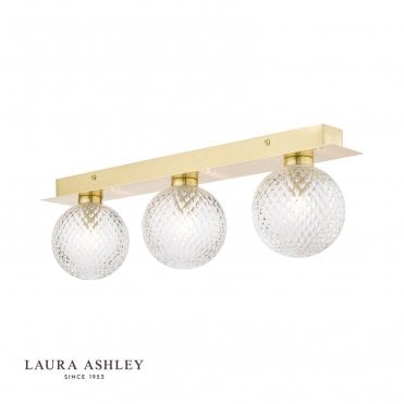 3 Light Bathroom Ceiling Glass Globe in Light Satin Brass