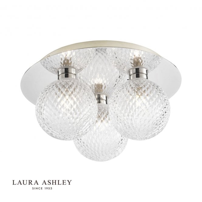 PRAGUE 3 Light Flush Bathroom Light Glass Polished Chrome