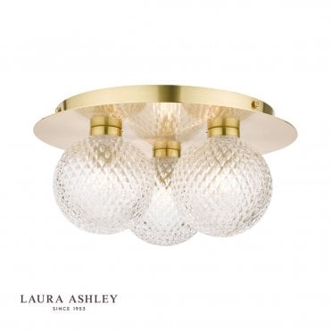 3lt Flush Bathroom Light Glass Satin Brass IP44